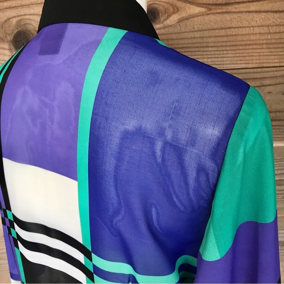 SOLO Moda Sheer Color Block Long Sleeve Button Down Blouse Size 6 - Picture 6 of 13